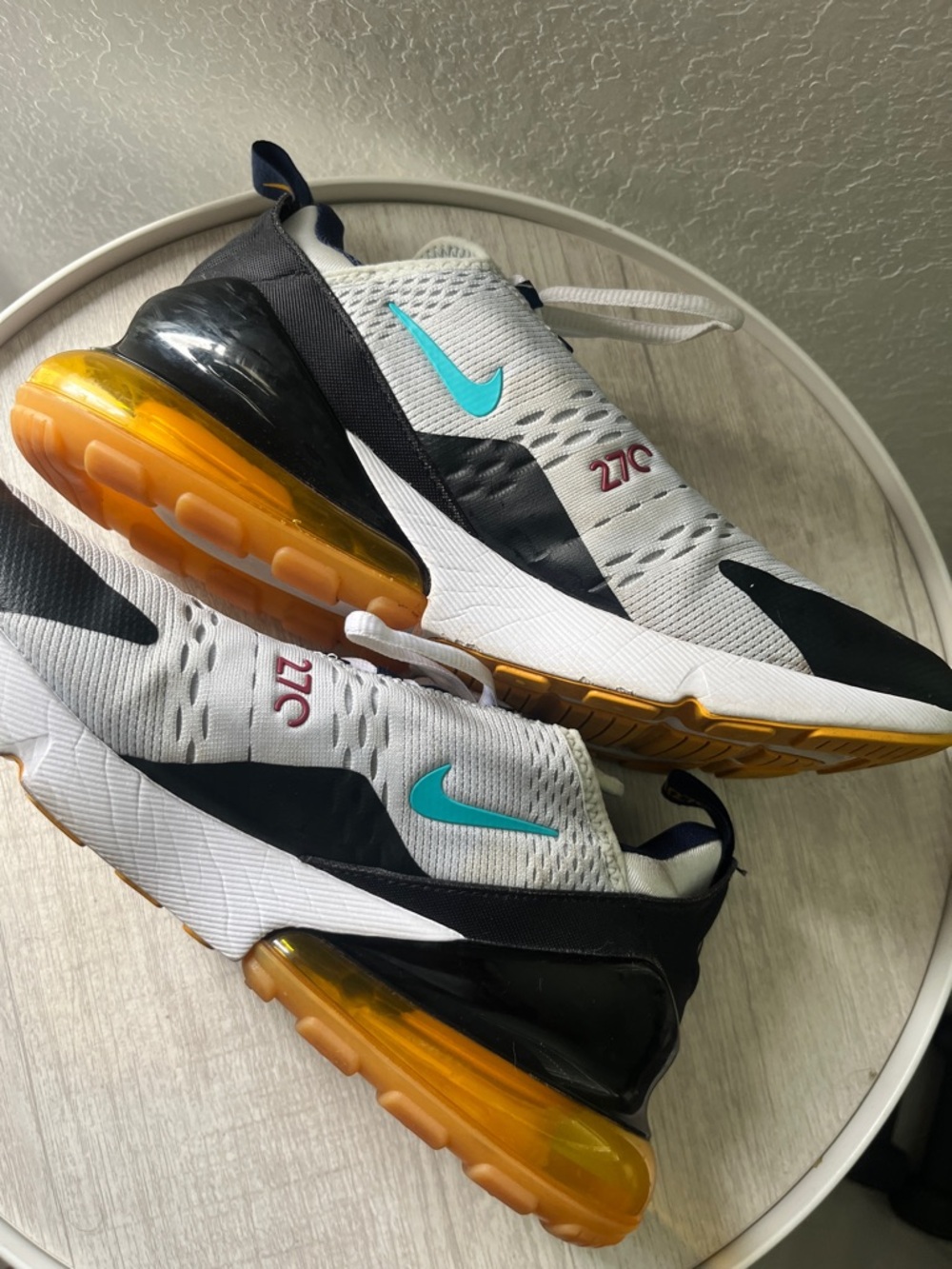 Nike White Navy Yellow Air270 Trainers - Picture 9 of 13
